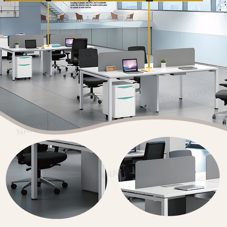 オフィスデスク 作業デスク 大型デスク パソコンデスク 仕事用 作業用 事務用 丈夫な脚 仕切りパネル 配線ボックス 広い天板 厚手 耐久性 耐荷重 洗練 スタイリッシュ ホワイト カスタマイズ可能 YGZ-BCT-N002