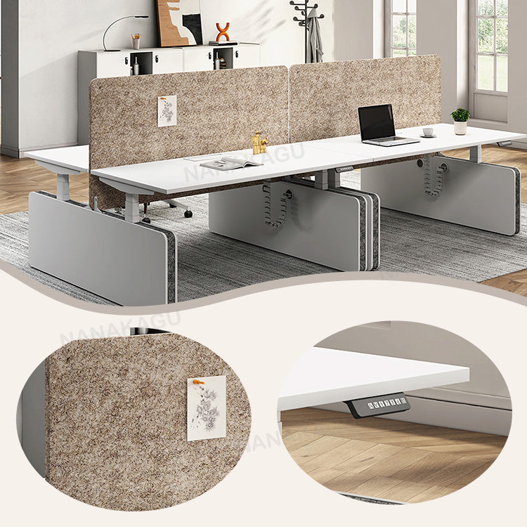 オフィスデスク 作業デスク ワークデスク パソコンデスク 役員用 作業用 事務用 昇降機能 広い天板 配線ボックス付き 仕切りパネル付き 安定感のある脚 厚手 機能性 モダン おしゃれ ホワイト カスタマイズ可能 YGZ-YDD-N011