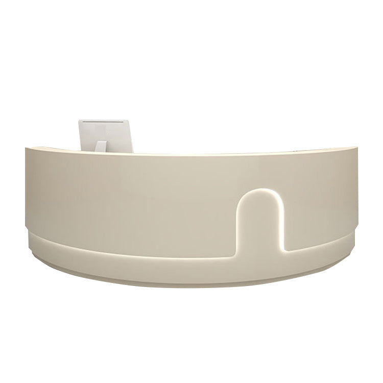 受付カウンター レジカウンター 円弧型受付カウンター 受付用 鍵ロック キーボードトレイ ベージュ カスタマイズ可能 JDQT-N023