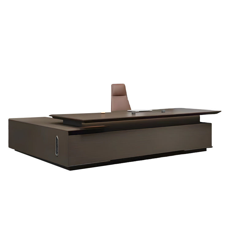 オフィスデスク エグゼクティブデスク 社長机 木製デスク 指紋認証キー 配線便利 高級感 ウォールナット カスタマイズ可能 LBZ-N061