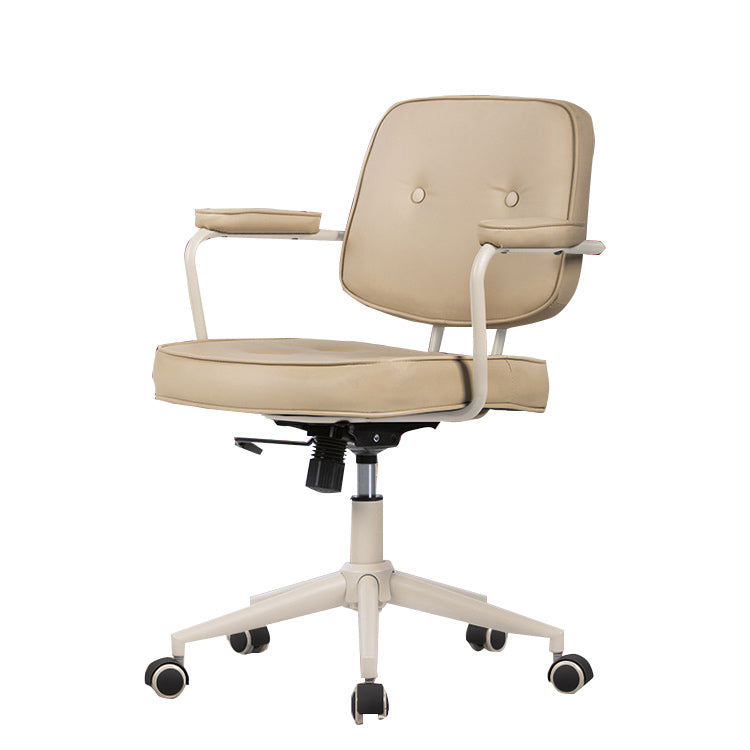 デスクチェア オフィスチェア 昇降回転式 事務用 アームレスト ソフトレザー 柔軟性 省スペース 肉厚 ブラウン カーキ BGY-N022