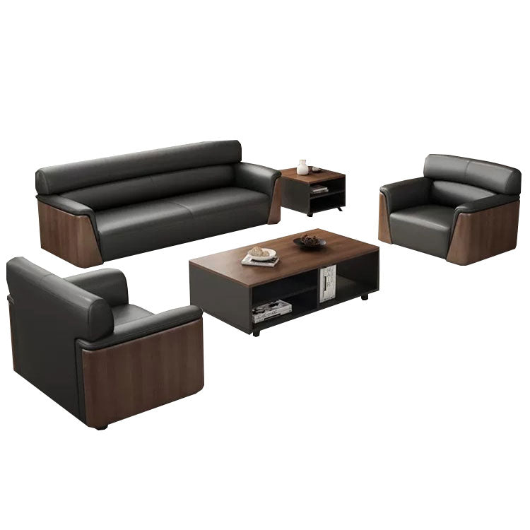 レザーソファー リビングソファー 応接セット 応接ソファ 1人掛け 3人掛け 受付用 厚手 柔軟性 高品質 贅沢 ブラック JDSF-N012