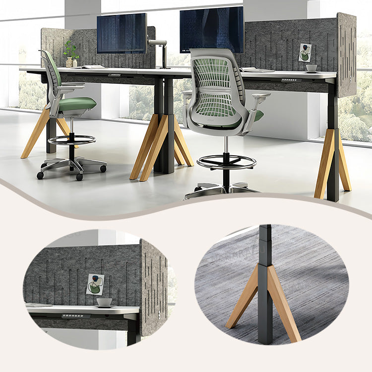 ワークデスク オフィスデスク 作業机 昇降可能デスク 作業用 役員用 広い天板 焼付塗装 仕切りパネル付き 厚手の天板 便利操作 丈夫 機能性 モダン シンプル ホワイト カスタマイズ可能 YGZ-YDD-N007