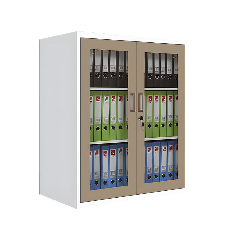 キャビネット スチールキャビネット 分類収納 大容量収納 鍵付き 引き戸 可動棚板 ガラス ホワイト カスタマイズ可能 BGCWG-N026