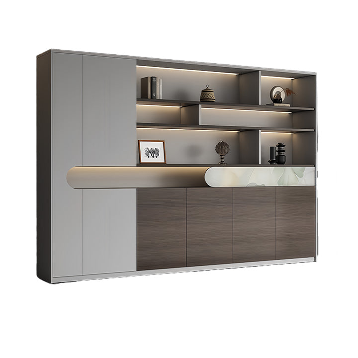 収納キャビネット オフィスキャビネット 社長室 引き戸付き 大容量収納 高級感 上質 洗練 ブラウン カスタマイズ可能 BGCWG-N038