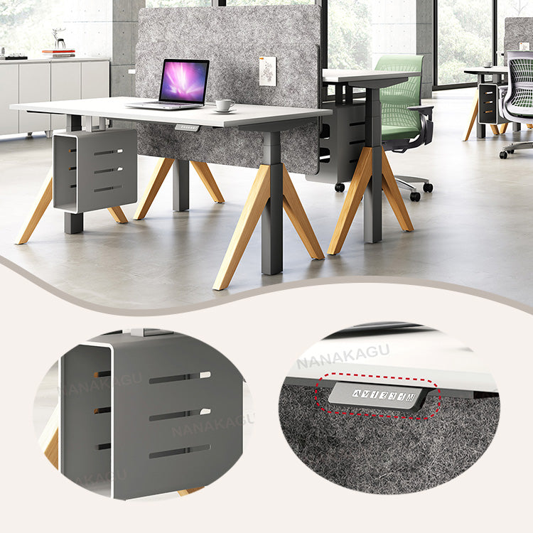 ワークデスク オフィスデスク 作業机 昇降可能デスク 作業用 役員用 広い天板 PC収納スペース付き 仕切りパネル付き 厚手の天板 便利操作 丈夫 機能性 モダン シンプル ホワイト カスタマイズ可能 YGZ-YDD-N015