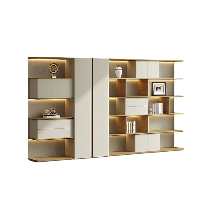 オフィスキャビネット ディスプレイラック 収納棚 社長室 分類収納 オープン収納 大容量収納 カーキ カスタマイズ可能 BGCWG-N039