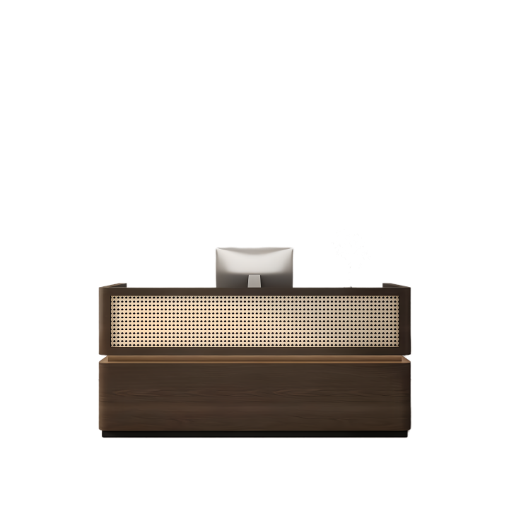 受付カウンター レジカウンター 店舗用 籐編み 扉付き収納 引き出し収納 高級感 上質 すっきり ナチュラル カスタマイズ可能 JDQT-N037