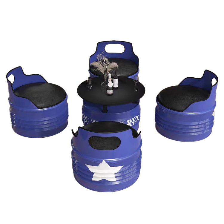 応接セット ドラム缶風 丸ローテーブル 居酒屋 喫茶店 店舗用 焼付塗装 デザイン性 モダン オレンジ カスタマイズ可能 JDZH-N014