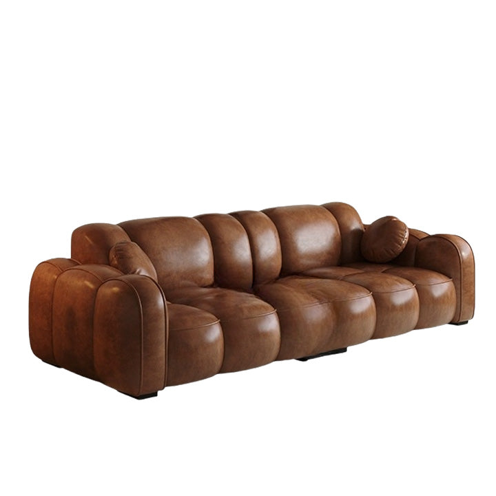 レザーソファ 高級ソファ ローソファー リビング 2人掛け 3人掛け 人間工学 弾力性 柔らか ブラウン カスタマイズ可能 JYSF-N011