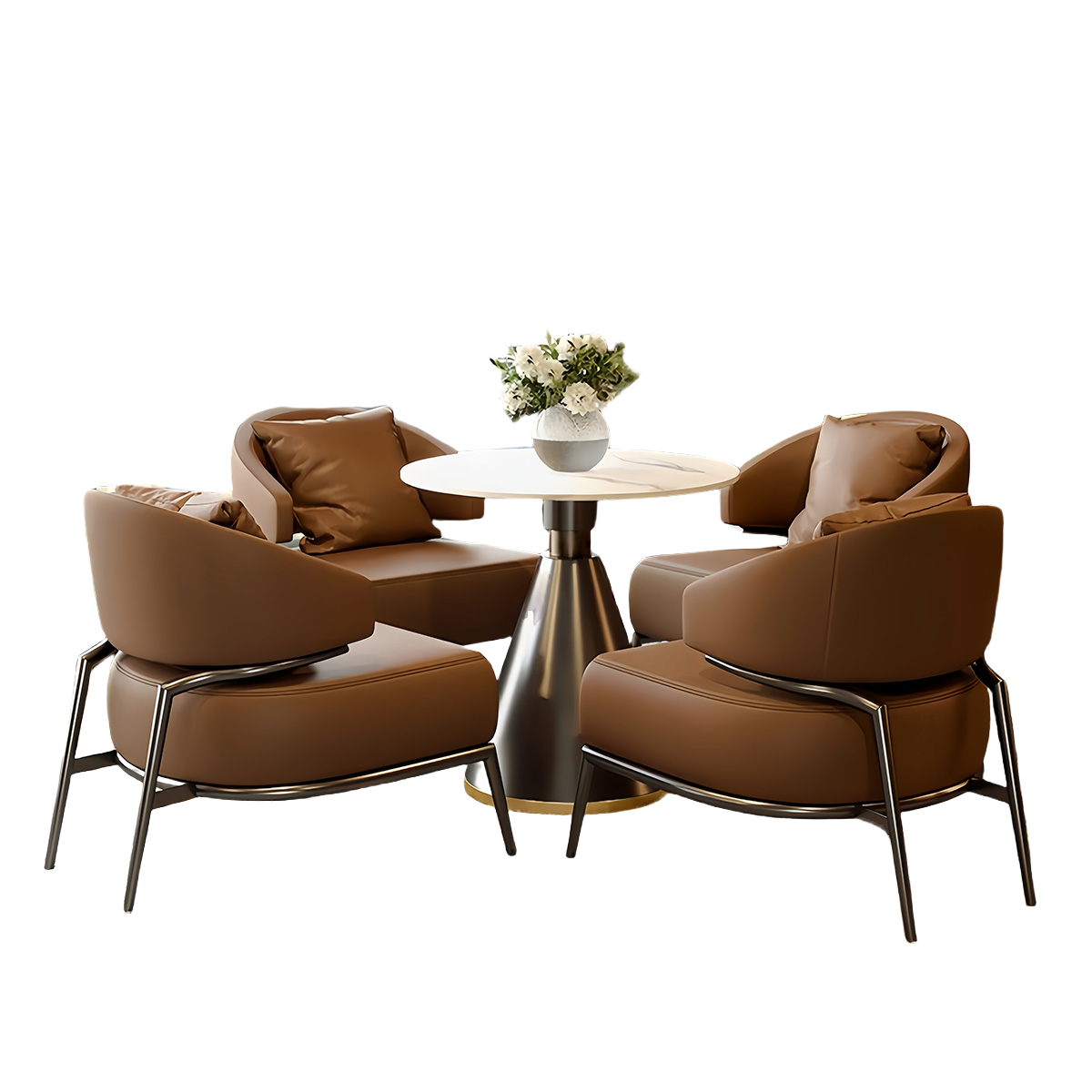 応接セット 受付ソファ 応接チェア リビング用 ローテーブル 1人掛け スチールフレーム 人間工学 おしゃれ ブラウン JDSF-N029