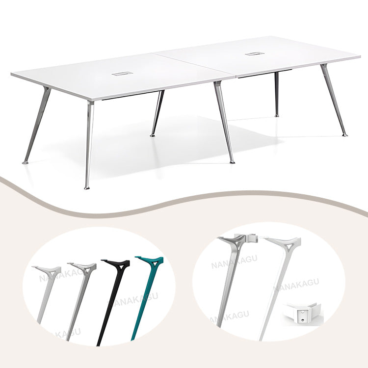 会議テーブル 作業テーブル ミーティングテーブル 大型テーブル 商談テーブル 会議室用 事務用 商談用 安定性のある脚 広々とした天板 エコ素材 下肢空間 配線ボックス付き 丈夫 シンプル おしゃれ ホワイト カスタマイズ可能 HYZ-YDD-N010