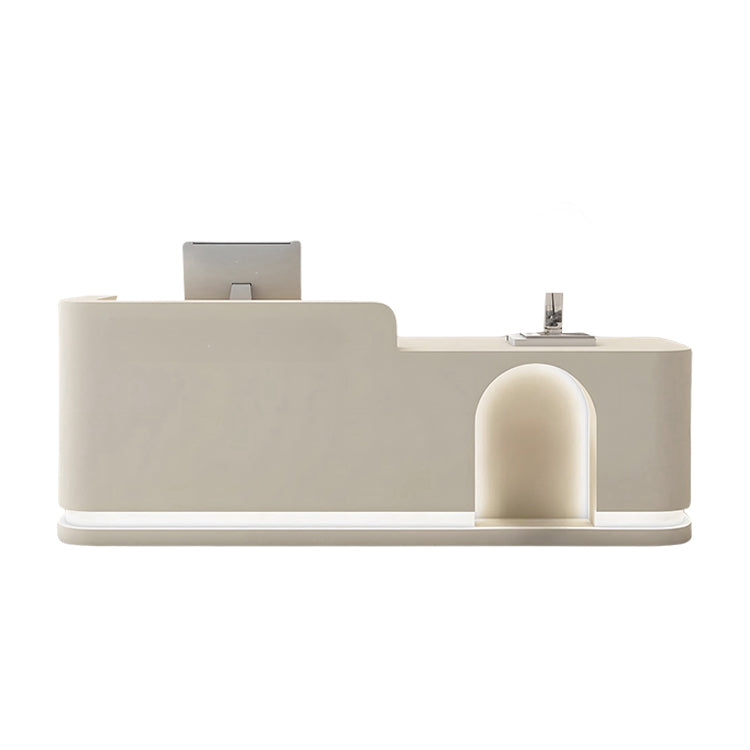 受付カウンター フロント 大型 店舗用 LEDライト付き 大容量収納 洗練 ベージュ カスタマイズ可能 JDQT-BODS-N006