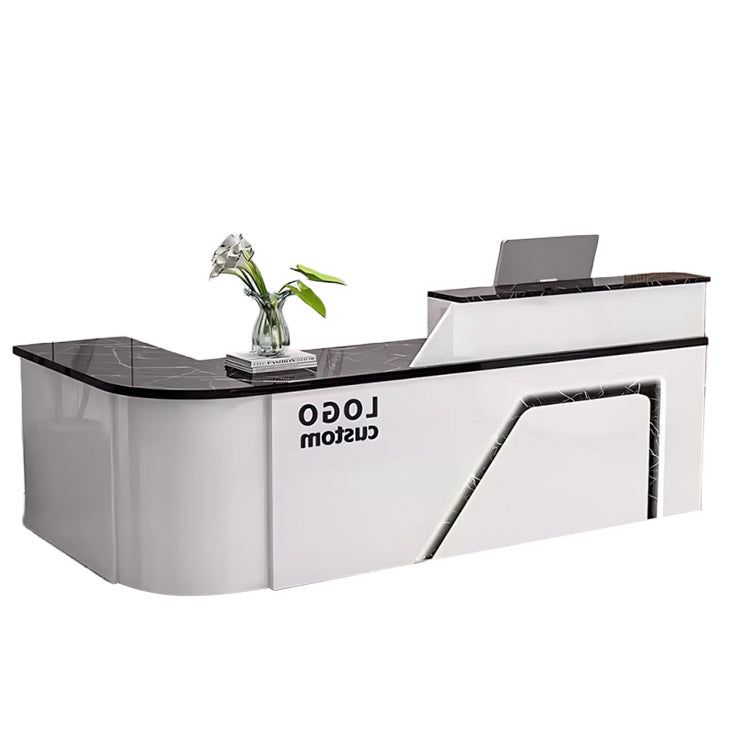 受付カウンター レジカウンター L字型カウンター 事務用 大容量収納 鏡面仕上げ ナチュラル カスタマイズ可能 JDQT-N033