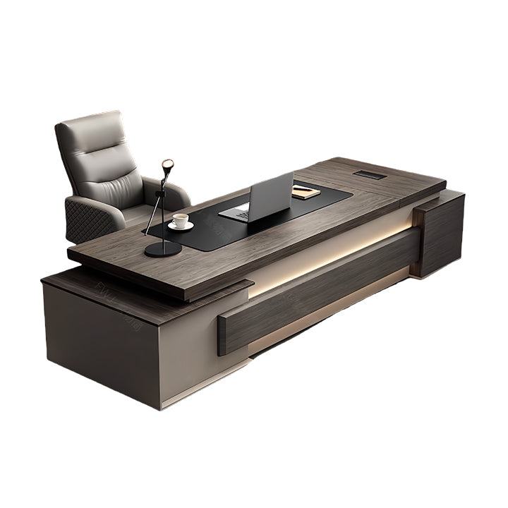 エグゼクティブデスク オフィスデスク 社長机 木製デスク 木目調 三桁ダイヤル錠 配線ボックス カスタマイズ可能 LBZ-N051