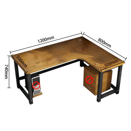 L字型デスク オフィスデスク ワークデスク 事務机 木目調 配線穴 スチールフレーム シンプル ホワイト オークグレー YGZ-N032