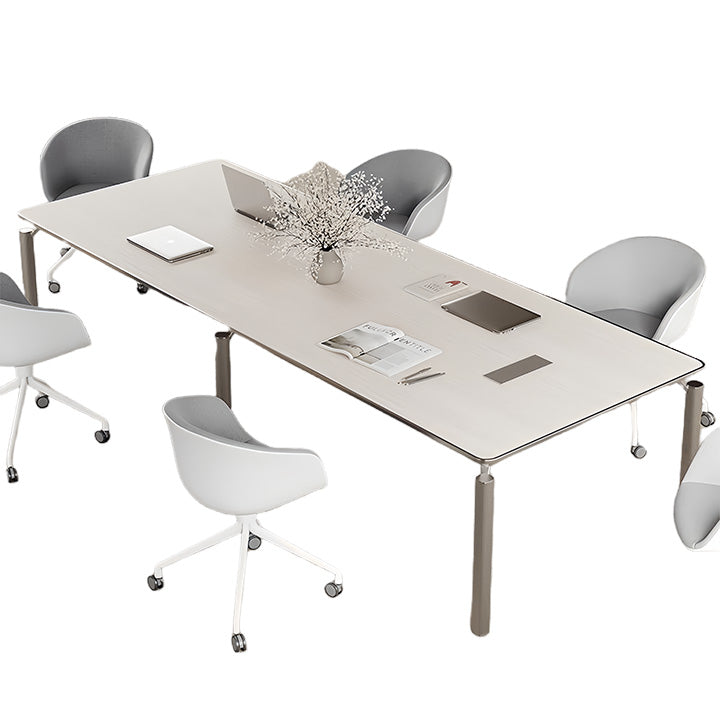 会議テーブル 事務机 ミーティングテーブル コンセント エッジ加工 スチール脚 洗練 シンプル ホワイト カスタマイズ可能 HYZ-N052