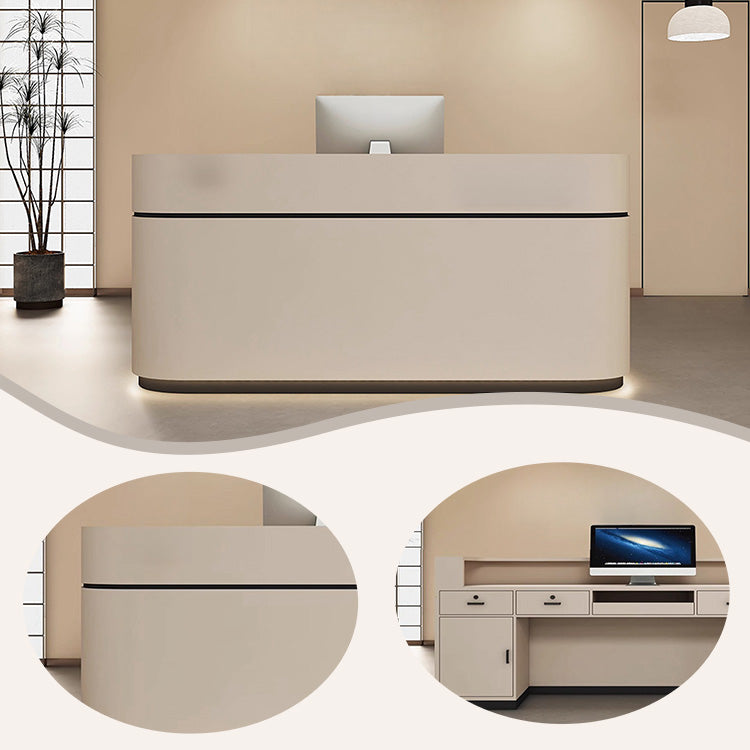 受付台 レジカウンター 大型 サロン 引き出し 焼付塗装 大容量収納 おしゃれ ベージュ カスタマイズ可能 JDQT-BODS-N021