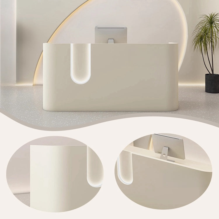 受付カウンター レジカウンター 店舗用 サロン LEDライト 大容量収納 ベージュ カスタマイズ可能 JDQT-BODS-N019