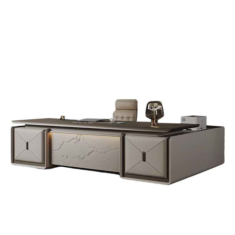 エグゼクティブデスク ワークデスク オフィスデスク ダイヤル錠 LEDライト 大容量収納 ウォールナット カスタマイズ可能 LBZ-N047