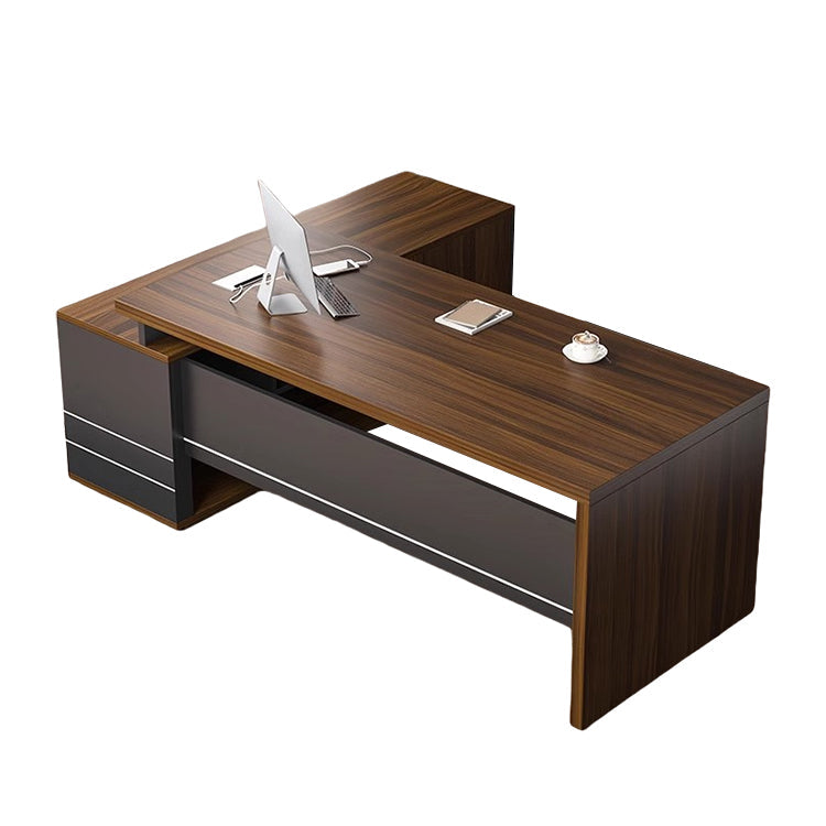 エグゼクティブデスク 社長机 ワークデスク オフィスデスク オープン収納 配線ボックス ウォールナット カスタマイズ可能 LBZ-P032