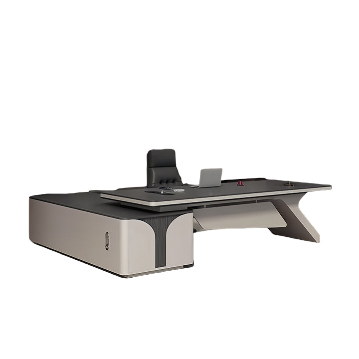 エグゼクティブデスク ワークデスク オフィスデスク L型デスク 引き出し 木目調 焼付塗装 おしゃれ カスタマイズ可能 LBZ-N063