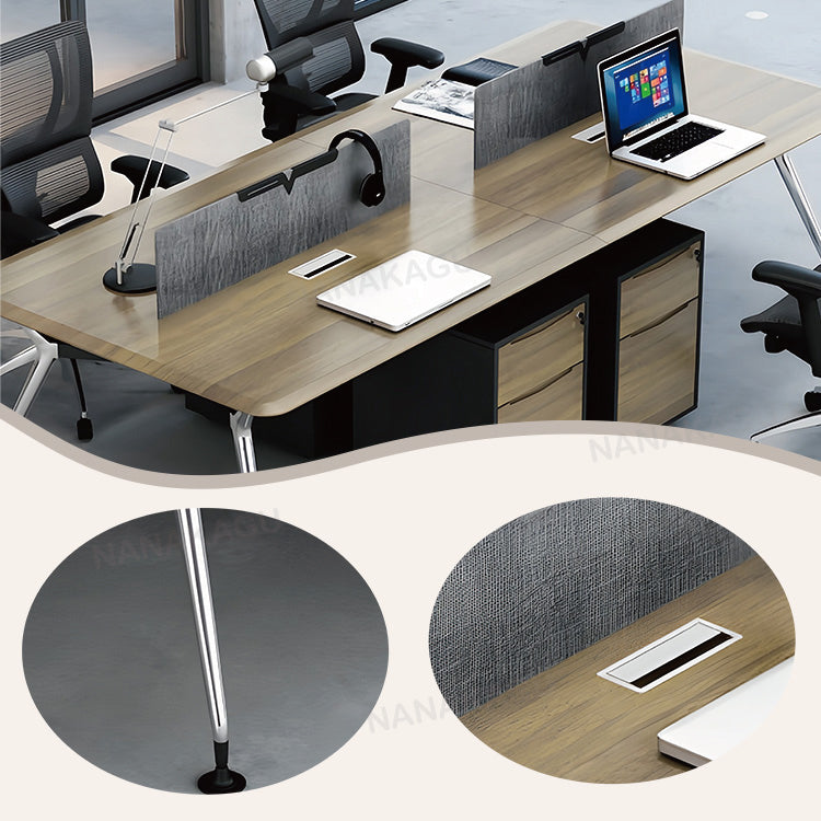オフィスデスク 作業デスク 大型デスク パソコンデスク 仕事用 作業用 事務用 丈夫な脚 仕切りパネル 配線ボックス アジャスター付き 耐荷重 広い天板 洗練 スタイリッシュ ナチュラル カスタマイズ可能 YGZ-RY-N001