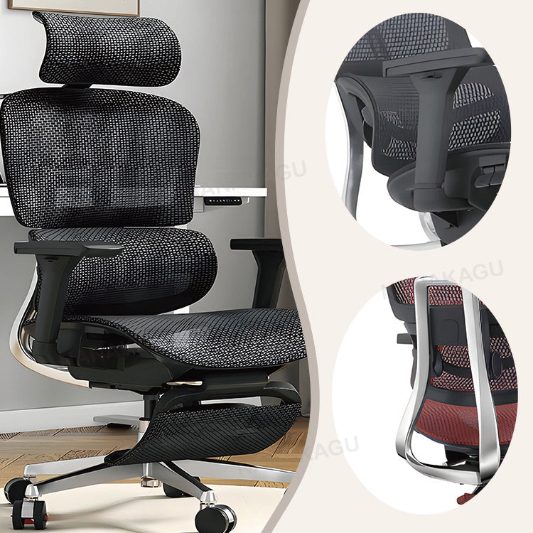 回転チェア 作業チェア オフィスチェア パソコンチェア ワークチェア 事務用 役員用 オフィス用 4Dアームレスト フィット感 フットレスト付き 通気性 機能性 高品質 ブラック カスタマイズ可能 BGY-SY-N002