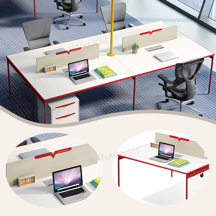 オフィスデスク パソコンデスク 事務机 大型デスク ワークデスク 事務用 仕事用 丈夫な脚 サイドワゴン 広い天板 下肢空間 仕切りパネル付き 厚手の天板 洗練 おしゃれ ホワイト カスタマイズ可能 YGZ-YS-N001