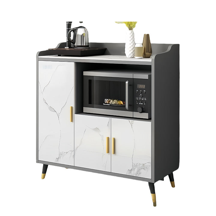 収納キャビネット 壁面収納 キャビネット 台所用 リビング用 扉付き収納 転び止め 大容量 ホワイトマーブル模様 JYCWG-N009