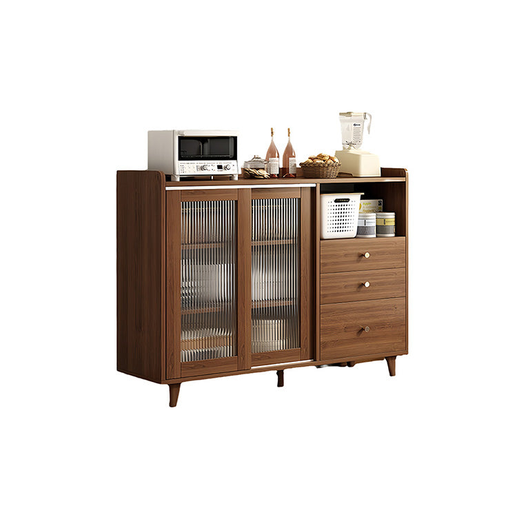 収納キャビネット リビング収納 壁面収納 収納棚 台所用 引き出し スライド式扉 分類収納 ナチュラル JYCWG-N003