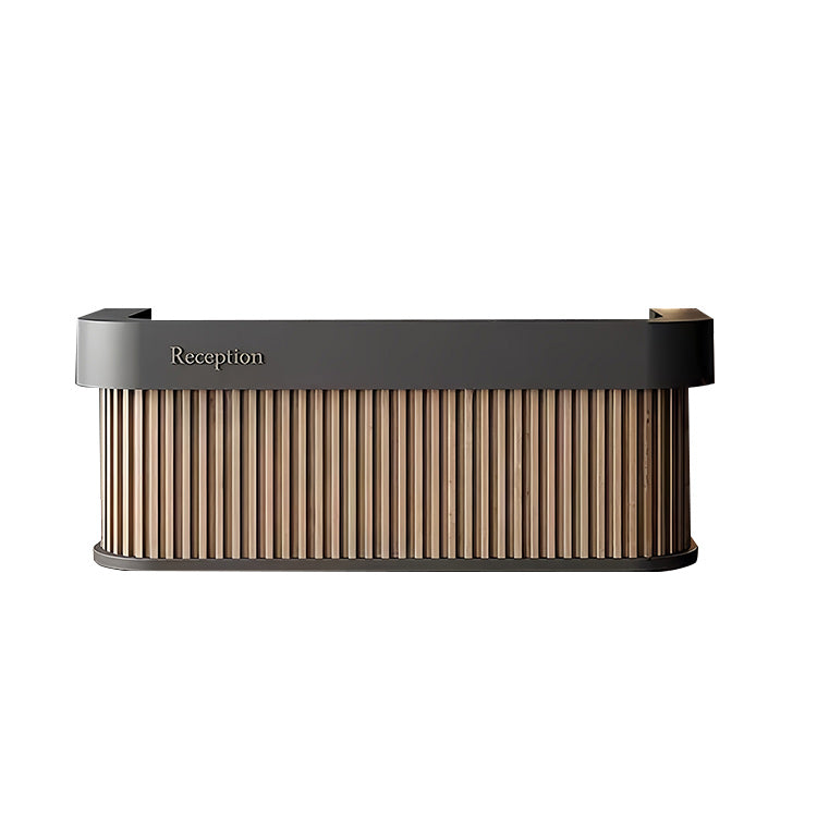 受付カウンター レジカウンター 店舗用 台輪デザイン 大容量収納 上質 洗練 ライトウォールナット カスタマイズ可能 JDQT-N038