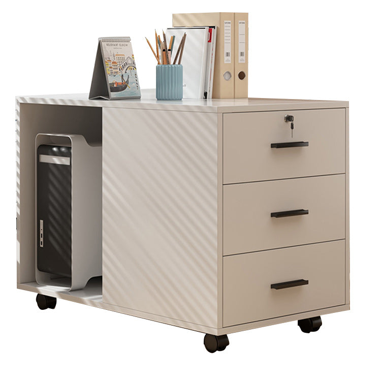 木製キャビネット デスクワゴン 引き出し オフイス収納 鍵付き キャスター 大容量収納 ホワイト カスタマイズ可能 BGCWG-N014