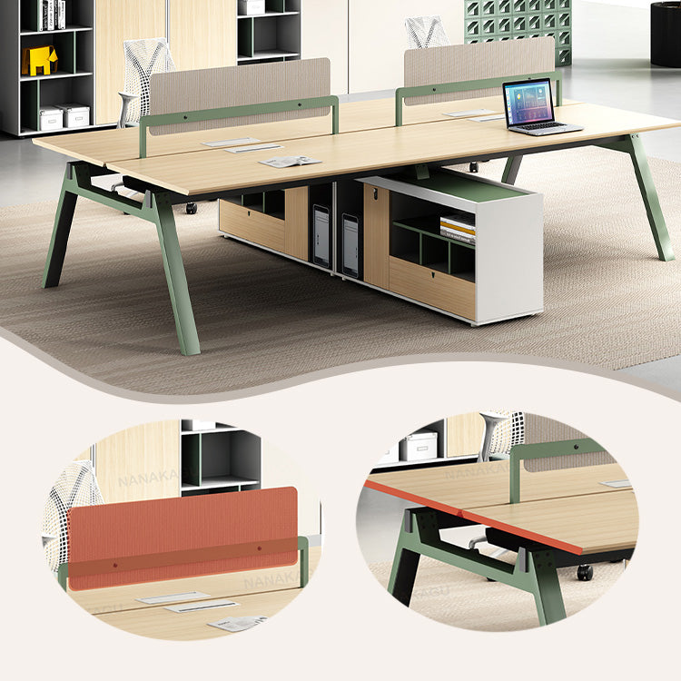 オフィスデスク ワークデスク 仕事机 パソコンデスク 仕事用 作業用 事務用 丈夫な脚 仕切りパネル PC用収納スペース キャビネット付き 幕板付き 耐荷重 大容量 洗練 スタイリッシュ ナチュラル カスタマイズ可能 YGZ-YDD-N004