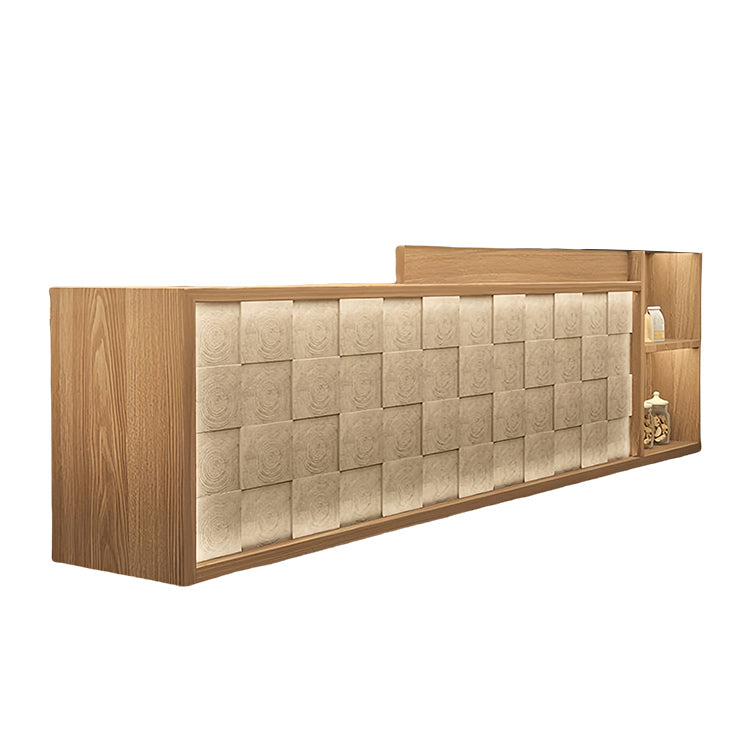 受付カウンター レジカウンター 店舗用 鍵ロック キーボードトレイ 大容量収納 高荷重性 ナチュラル カスタマイズ可能 JDQT-N056