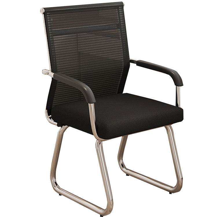 デスクチェア 事務椅子 オフィスチェア 会議用 人間工学 メッシュ生地 ループ脚 錆びにくい シンプル モダン ブラック BGY-N025