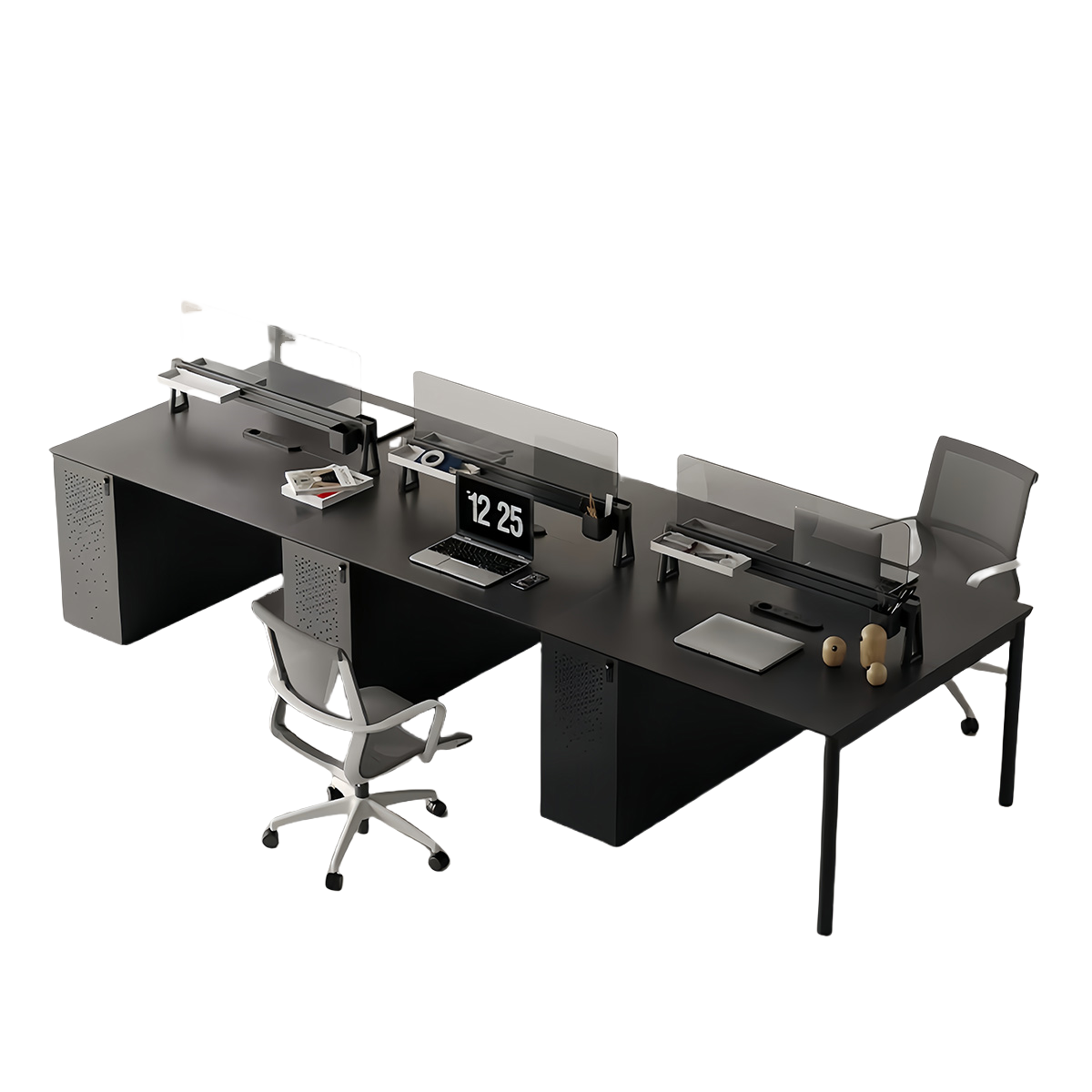 オフィスデスク ワークデスク 作業机 片袖デスク ダイヤル錠付き 収納便利 サイドキャビネット 大容量 おしゃれ ブラック YGZ-N056