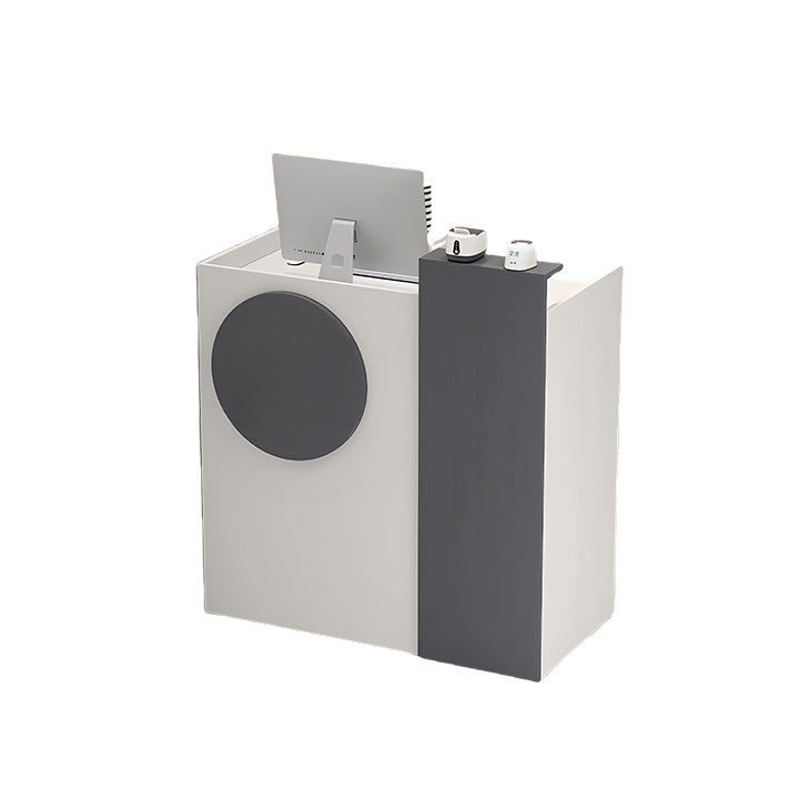 受付カウンター レジカウンター エントランス受付 店舗用 鍵ロック 配線穴 大容量収納 ホワイト カスタマイズ可能 JDQT-N051