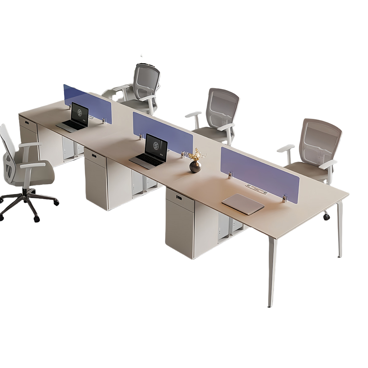 片袖デスク 片袖机 オフィスデスク 社員用デスク ダイヤル錠 トップパネル サイドキャビネット 大容量収納 ベージュ YGZ-N058