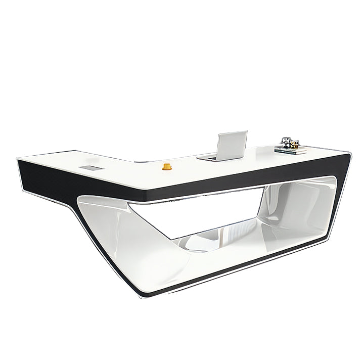 エグゼクティブデスク オフィスデスク デスク 社長室 焼付塗装 鏡面仕上げ 配線ボックス ホワイト カスタマイズ可能 LBZ-N065