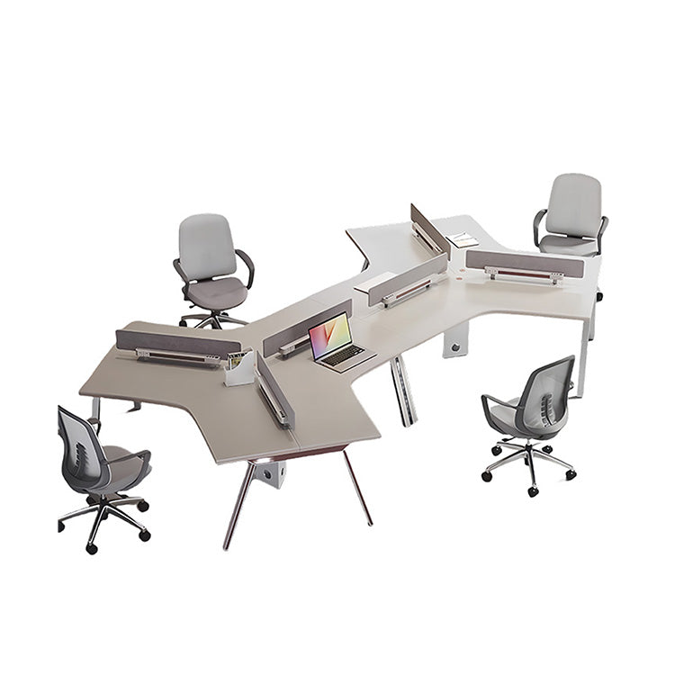 オフィスデスク パソコンデスク 事務机 大型デスク 変形デスク 事務用 仕事用 丈夫な脚 配線ダクト 仕切りパネル YGZ-N049