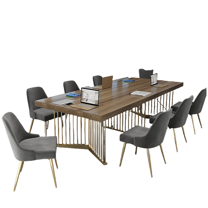 会議テーブル ミーティングテーブル テーブル 木目調 アイアンフレーム おしゃれ ダークウォールナット カスタマイズ可能 HYZ-N027