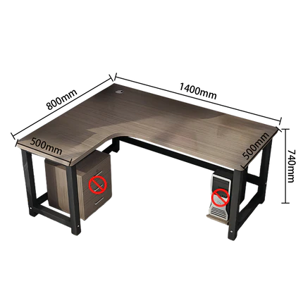 L字型デスク オフィスデスク ワークデスク 事務机 木目調 配線穴 スチールフレーム シンプル ホワイト オークグレー YGZ-N032