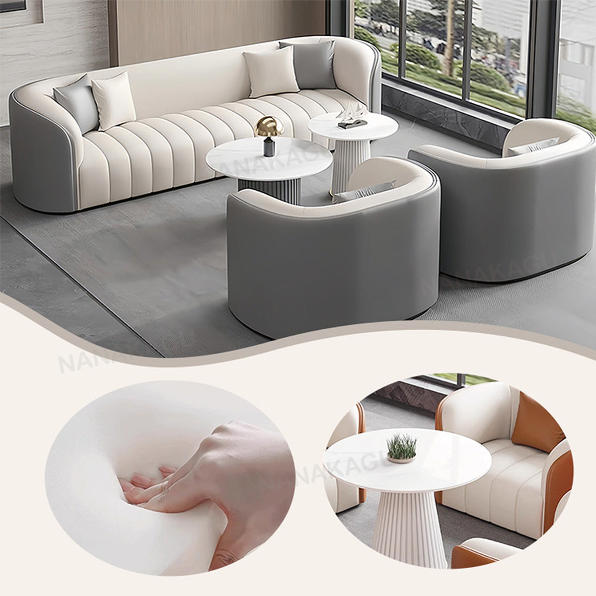 応接ソファ ソファセット アームソファ 受付用 1人掛け 3人掛け 人間工学 通気性 柔らか おしゃれ カーキ JDSF-N024