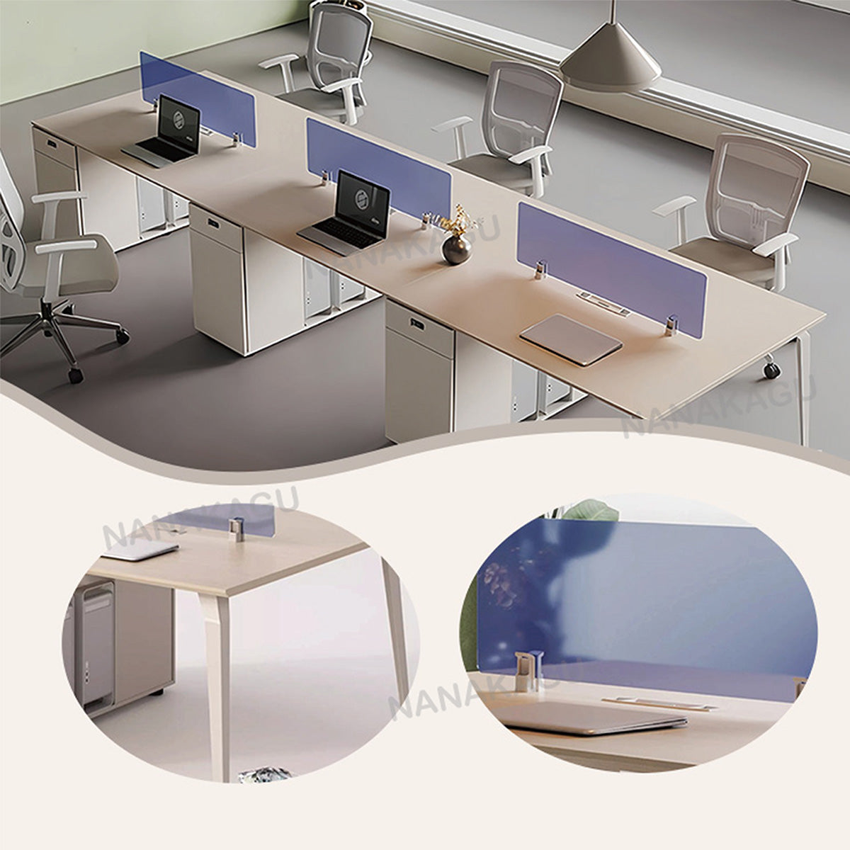 片袖デスク 片袖机 オフィスデスク 社員用デスク ダイヤル錠 トップパネル サイドキャビネット 大容量収納 ベージュ YGZ-N058