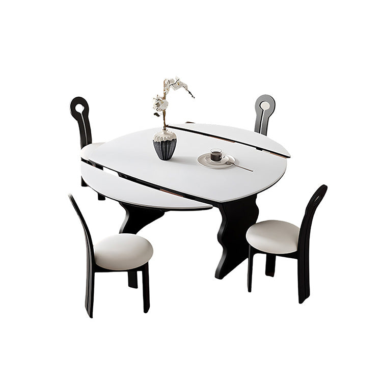 ダイニングテーブル 円卓 食卓 伸長式テーブル 折りたたみ可能 北欧風 セラミック天板 おしゃれ ホワイト カスタマイズ可能 CZ-N017