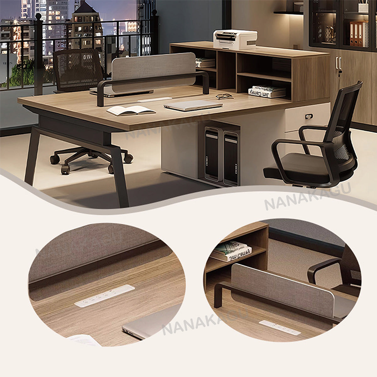 オフィスデスク 事務机 役員デスク 収納ラック 大容量収納 ダイヤル錠 PC収納 トップパネル シンプル ナチュラル YGZ-N060