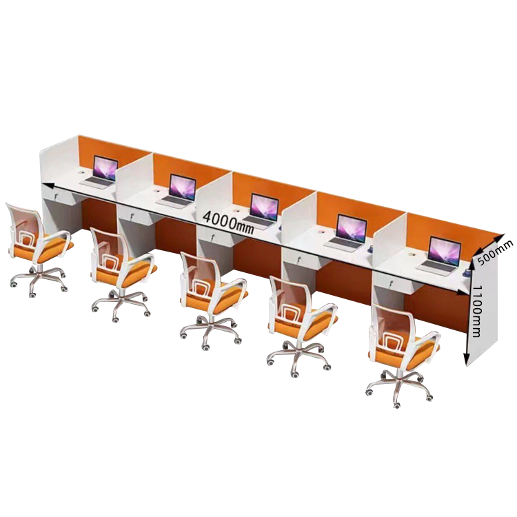 オフィスデスク 事務机 ワークデスク 役員用 仕切りパネル 配線穴 厚手 シンプル モダン オレンジ カスタマイズ可能 YGZ-N022