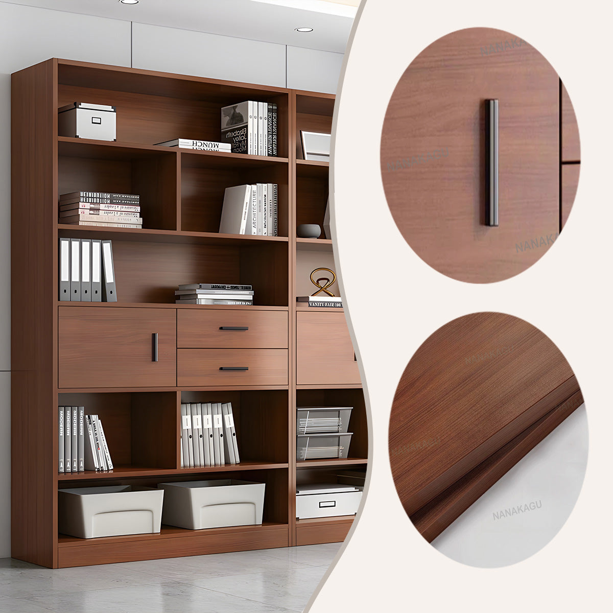 本棚,収納ラック,書斎,大容量収納,引き出し,多段,落ち着き,シンプル