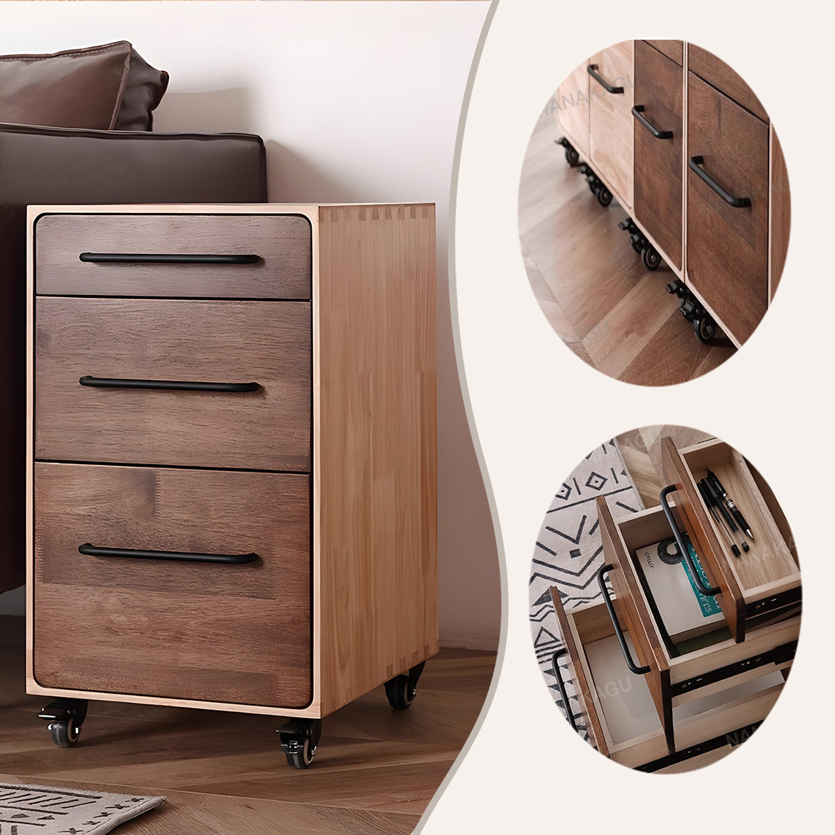 キャビネット サイドワゴン ワゴン キャスター 引き出し収納 大容量 便利 シンプル モダン ナチュラル BGCWG-N050